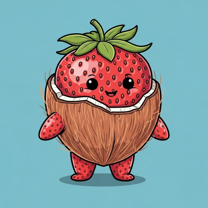 Hybrid Coconut and Strawberry Character Design