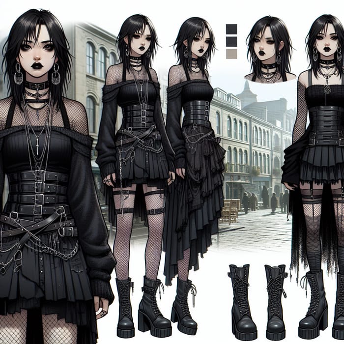 Asian Goth Female in Urban Setting | Artwork Showcase