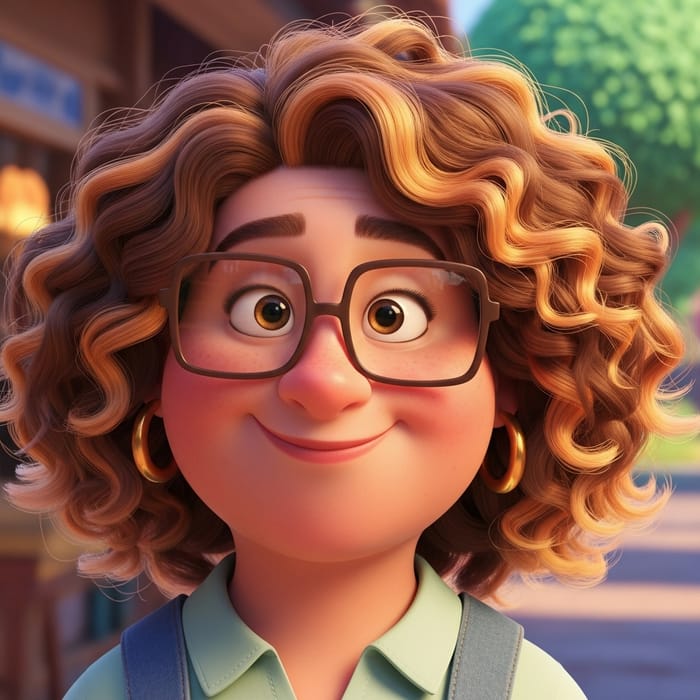 3D Pixar Cartoon Woman with Curly Brown Hair 3D Pixar Cartoon Woman with Curly Brown Hair