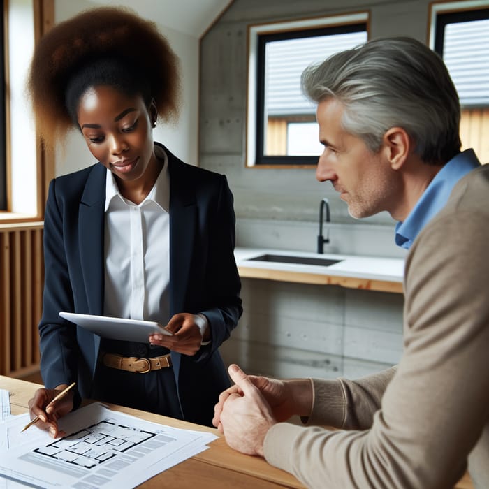 Black Female Real Estate Agent Inspecting Property with Client