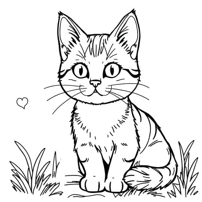 Simple Cat Coloring Page for Kids