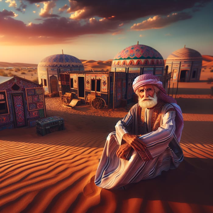 Elderly Man in Desert Tents - Arabian Heritage