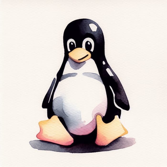 Linux Penguin Watercolor Art