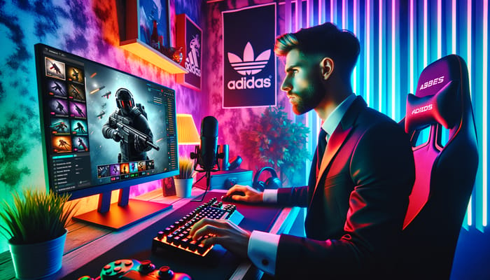 Professional Gamer in Black Suit playing Shooters | RGB Backlit Room