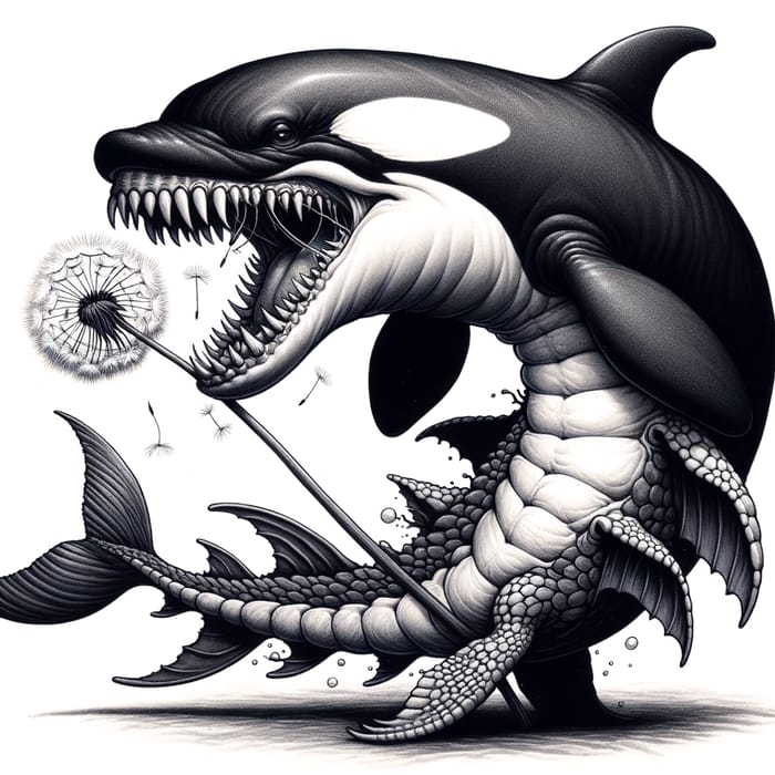 Imaginative Creature: Orca Head, Crocodile Legs, Shark Tail & Dandelion Teeth