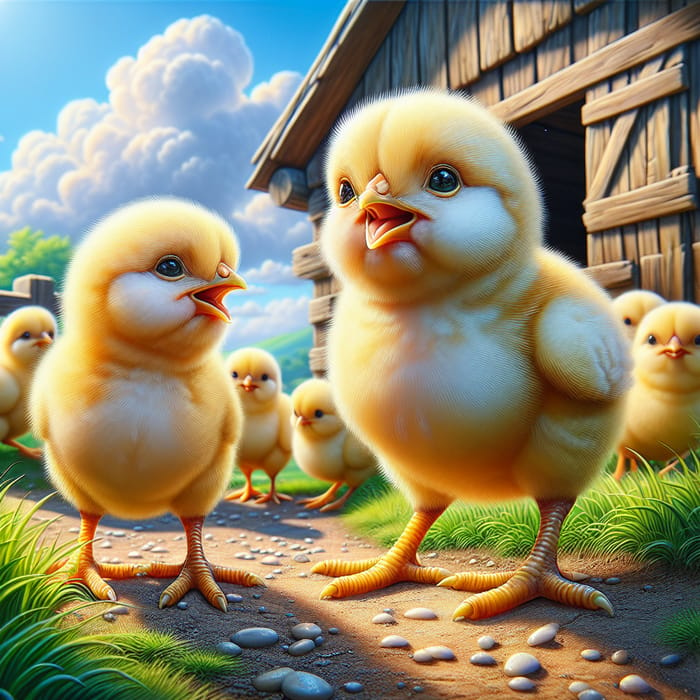 Adorable Little Chicks Chirping in 3D Animated Scene