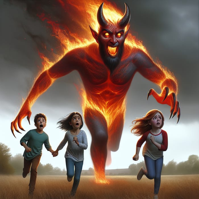 Fire Giant Chasing Kids: A Scary Adventure