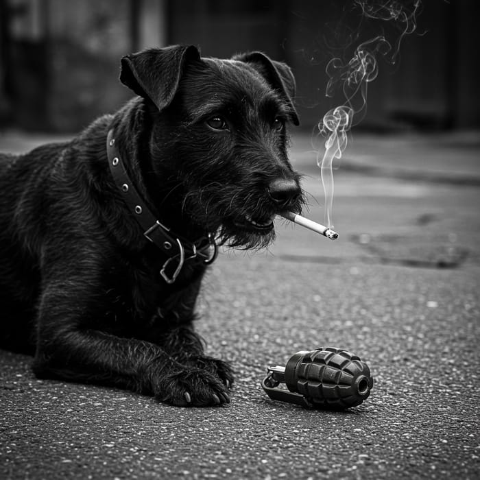 Cool Westfalenterrier with Cigarette & Grenade