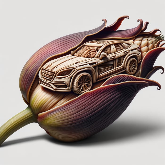 Realistic Flower Bud Shaped Like an Automobile