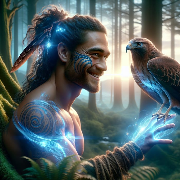 Maori Warrior Maui in Enchanting New Zealand Forest