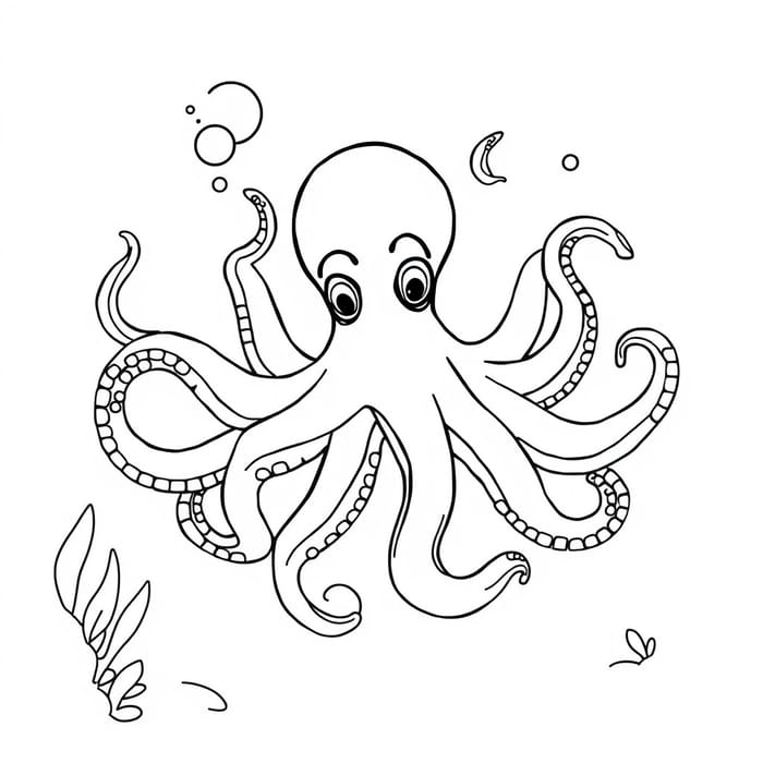 Octopus Coloring Page for Kids - Fun Underwater Art