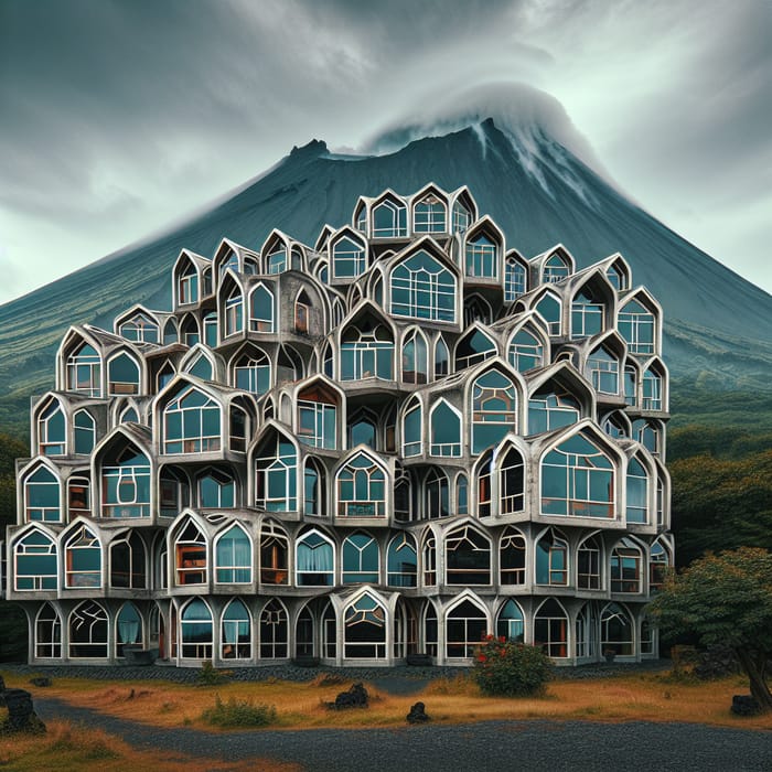 Modern House with 199 Windows near Volcano