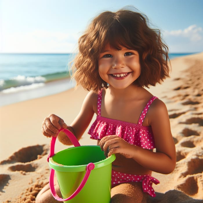 Little Girl in Bikini Enjoying Beach Fun