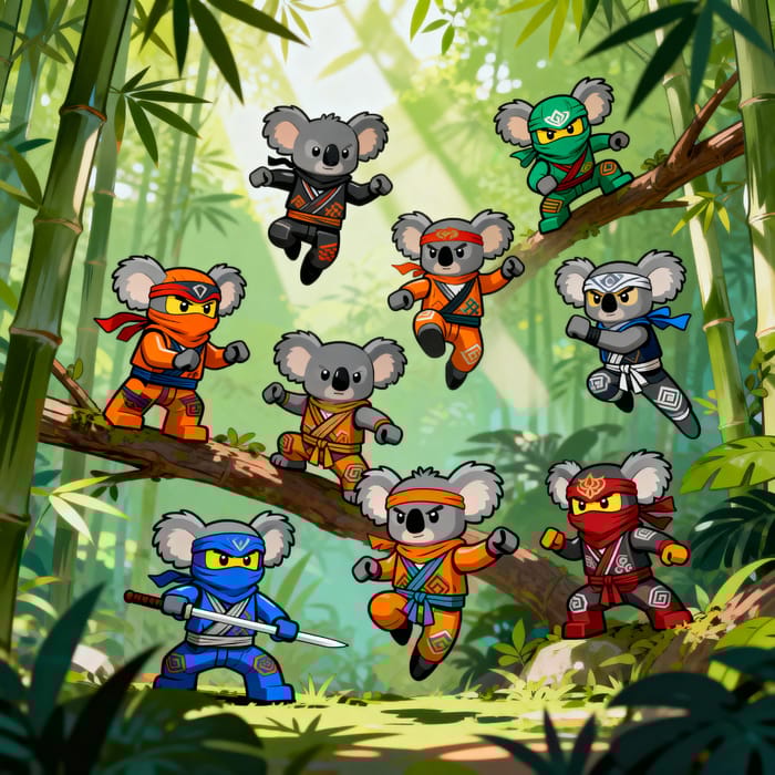 Ninjago Koalas: Adventurous Ninja Scene in a Jungle Ninjago Koalas: Adventurous Ninja Scene in a Jungle