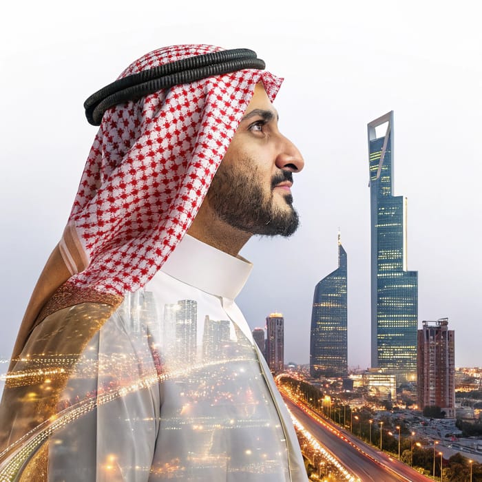 Professional Saudi Man Double Exposure Photography