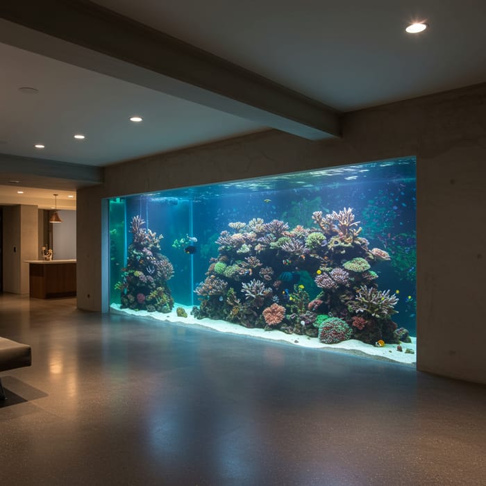 Custom Wall Aquarium for Modern Basements