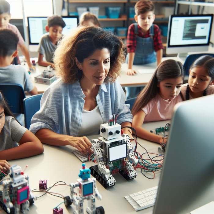 Inspiring Robotics & Programming Teacher in Class