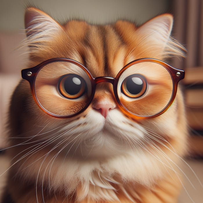 Cat with Glasses - Adorable Feline Styling