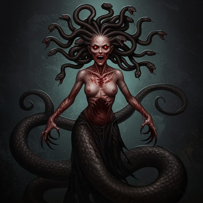 Terrifying Woman with Serpent Hair and Claws Terrifying Woman with Serpent Hair and Claws