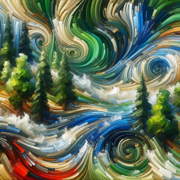 Forest Conservation Abstract Expressionism - Vibrant Green Swirls