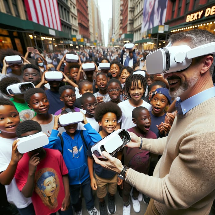 Elon Musk Distributes VR Glasses to New York Kids