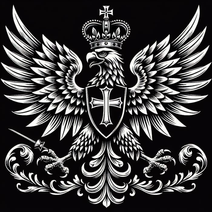 Polish Eagle Tattoo Design with Crown, Cross & Authority Symbolism