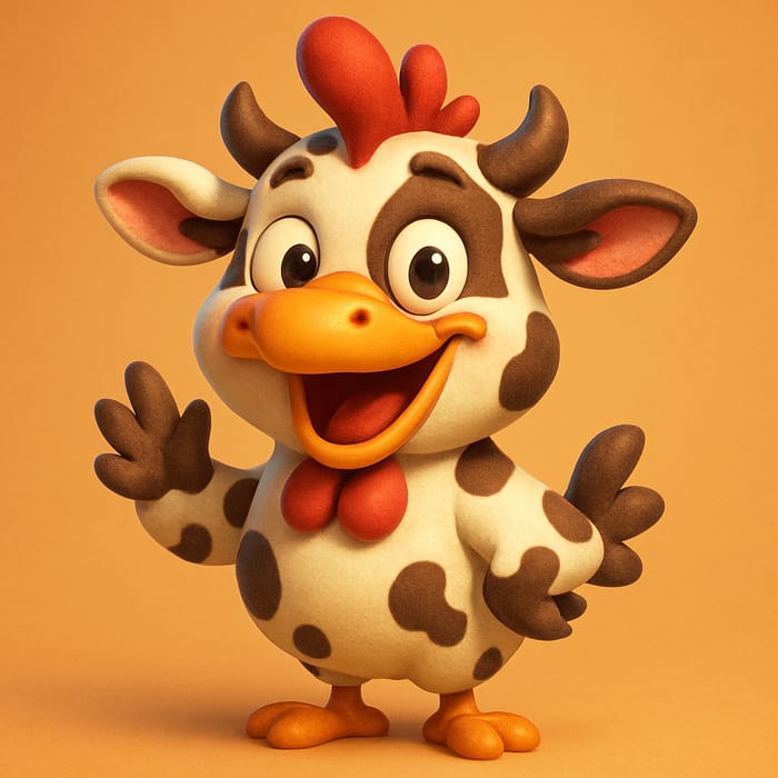 Playful Chicken-Cow Mascot Illustration Playful Chicken-Cow Mascot Illustration