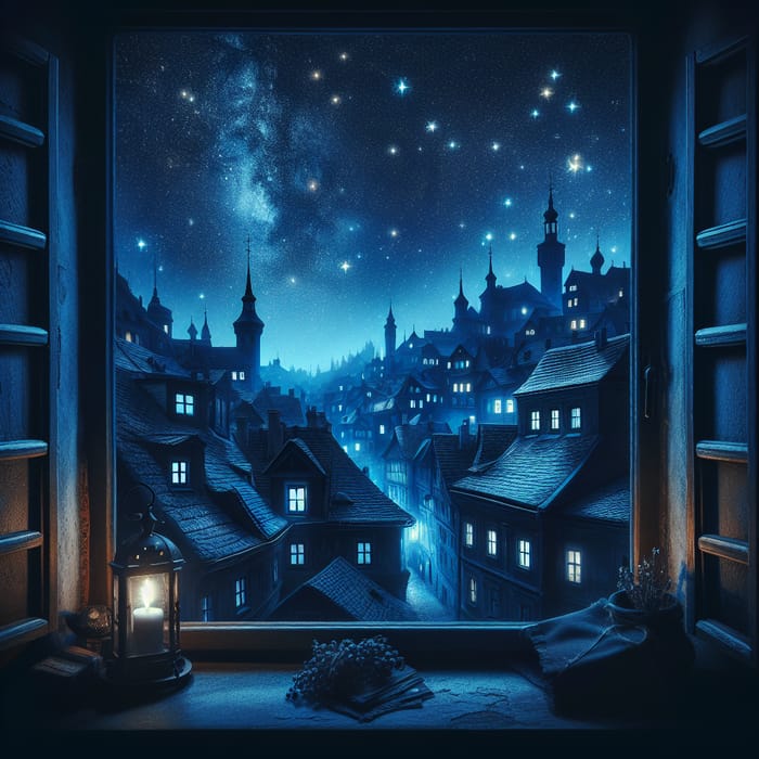 Witchy Starry Night View from Window