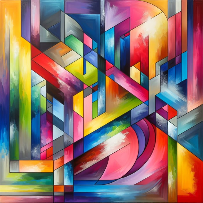 Colorful Abstract Art with Geometric Forms | Acrylic & Watercolors