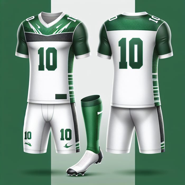 Personalized Football Kit - White and Green with Unique Design