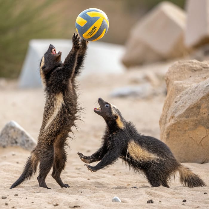 Honey Badgers Playing Volleyball