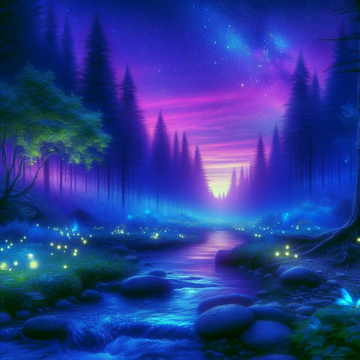 Mystical Forest | Enchanting Twilight in Vibrant Purples & Blues