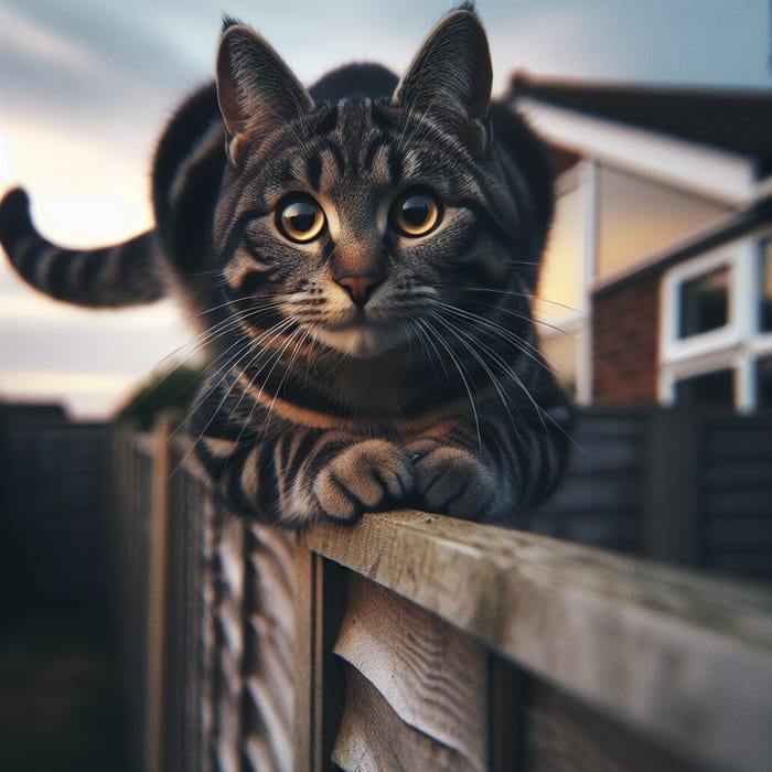 Cute Tabby Cat Posing at Sunset