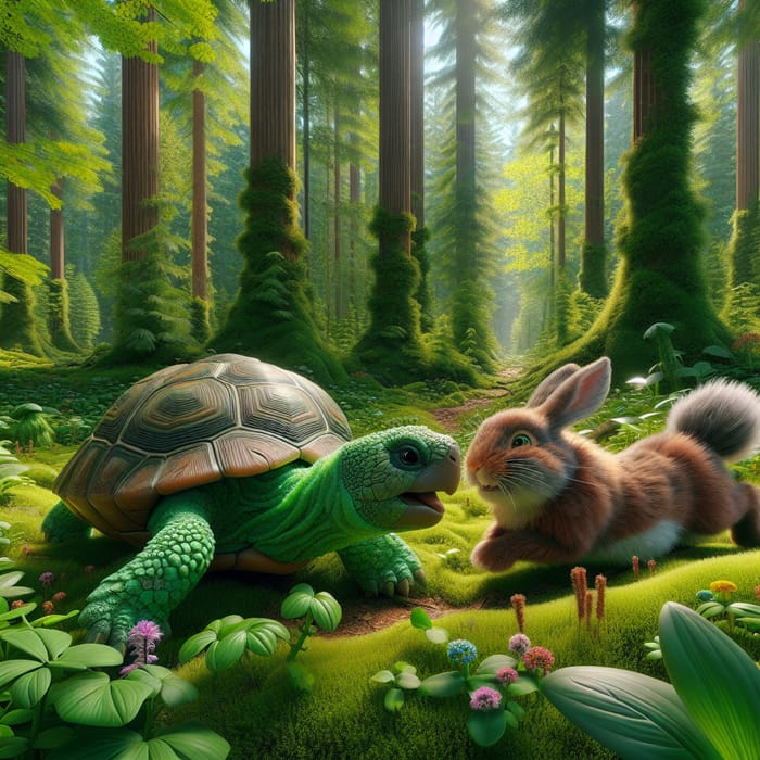 Turtle vs Rabbit Race in Enchanted Forest | Epic Nature Scene