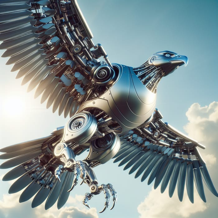 Robotic Eagle - Futuristic Mechanical Bird in the Sky