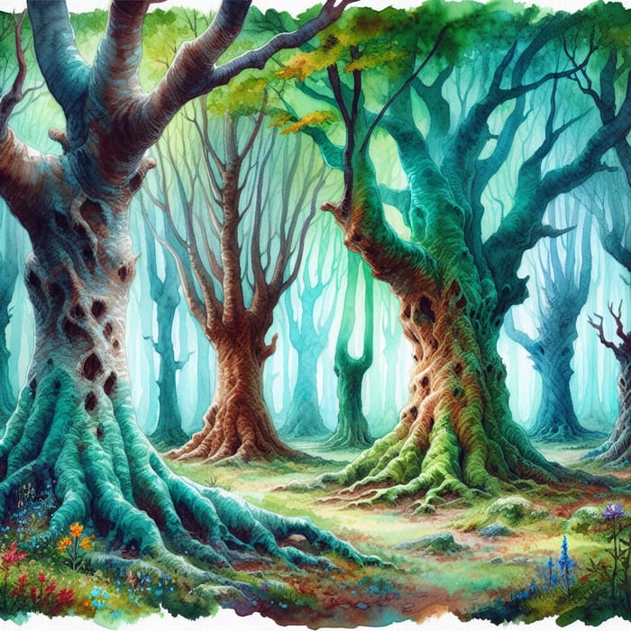 Enchanted Forest in Watercolor: A Magical Landscape