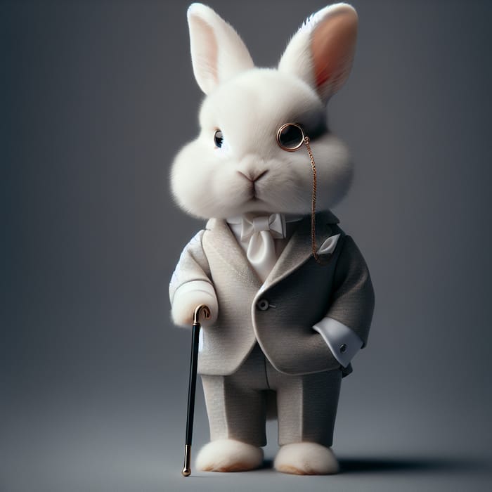 Charming White Suit Rabbit | Dapper Attire