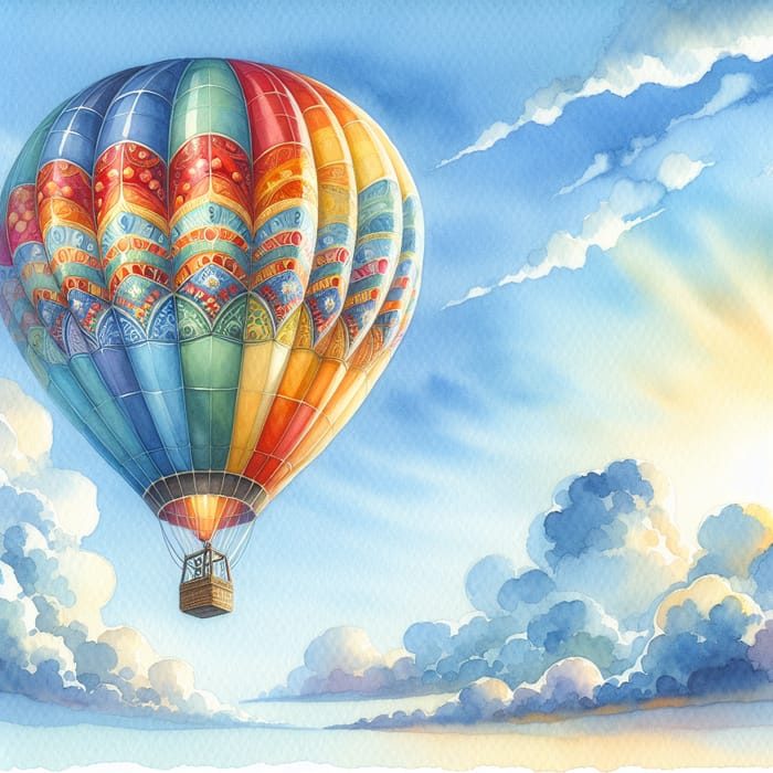 Watercolour Hot Air Balloon Painting