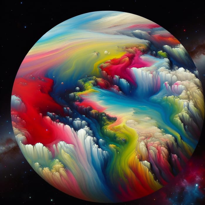 Vibrant Alien Planet | Bold Colorful Landmasses Painting