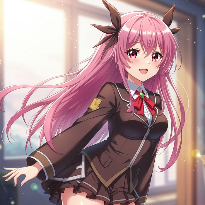 Anime Sprite Girl with Pink Hair and Red Eyes