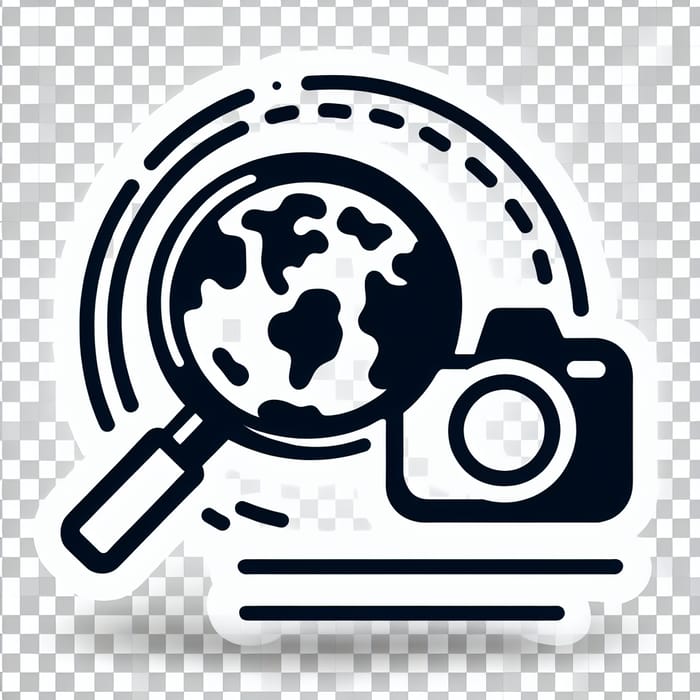 Minimalist Watermark Design with Earth and Camera Silhouette