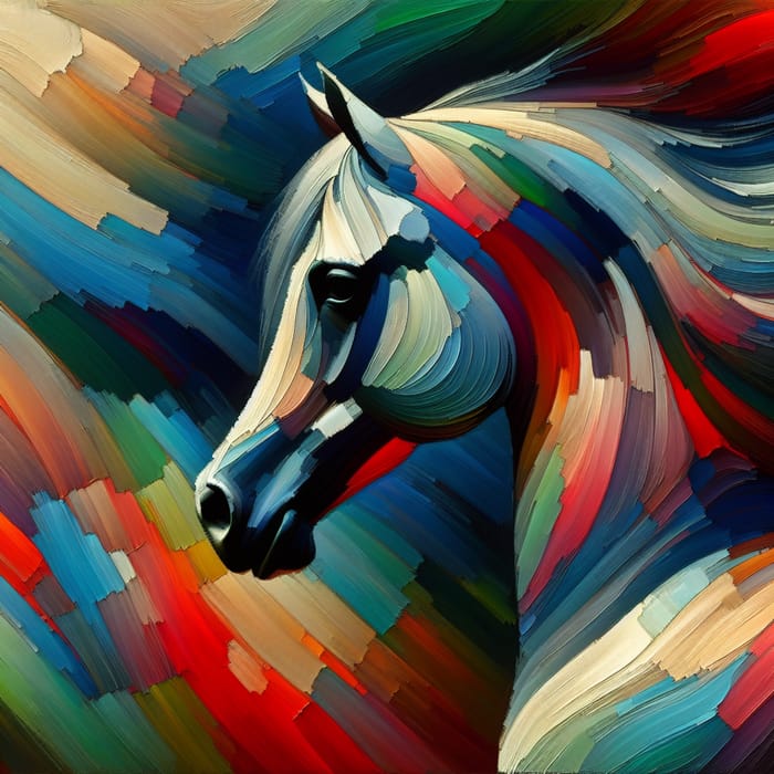 Vibrant Abstract Oil Painting of an Arabian Horse