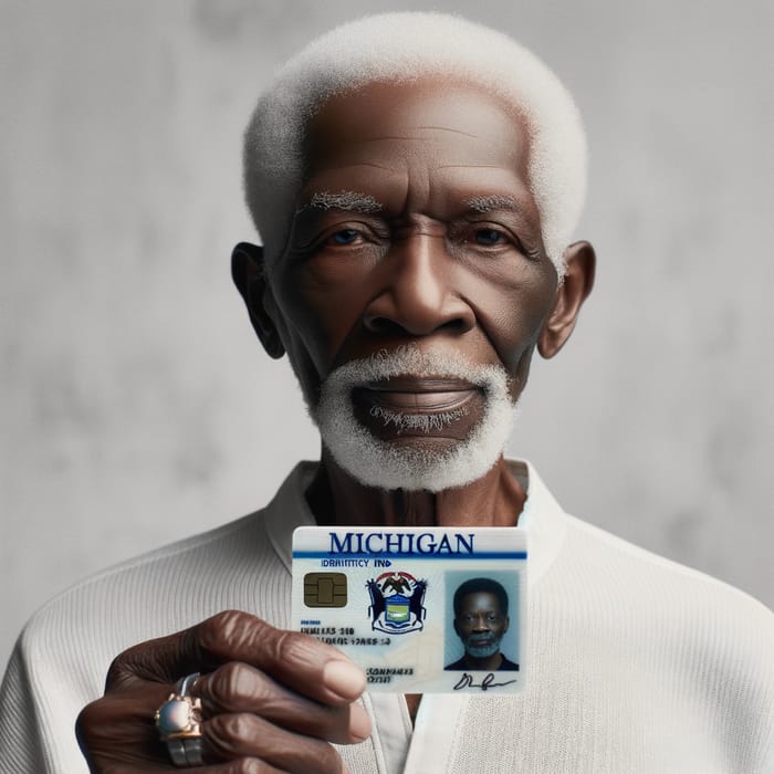 Elegant Elderly Black Man with Michigan ID Card Elegant Elderly Black Man with Michigan ID Card