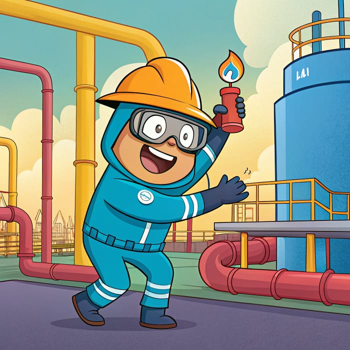 Friendly Petrochemical Worker Mascot Illustration