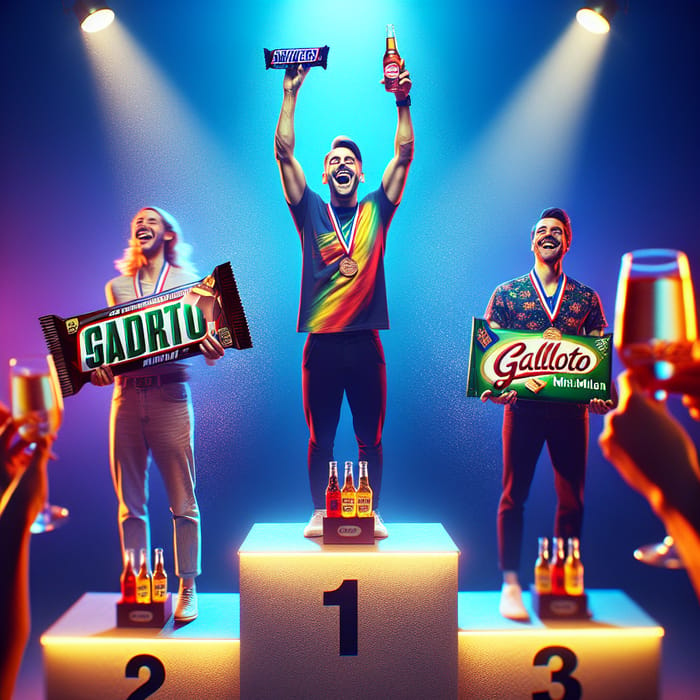 Podium Celebrations: Snickers, Gallito Mint, Sangrias & Zepol - A Vibrant Scene