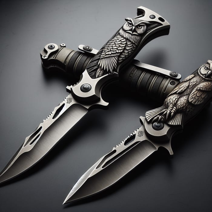 Handcrafted Owl and Bear Military Knives - Ideal for Survivalists