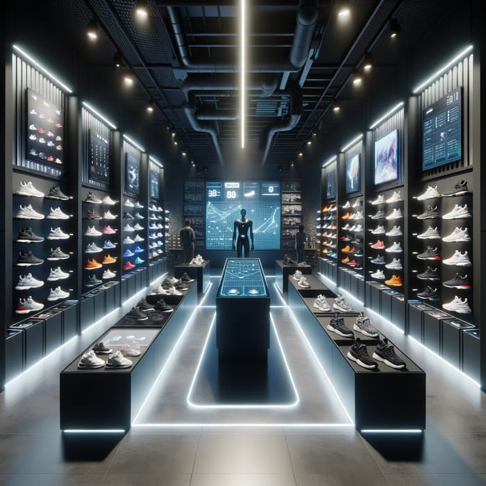 AI-Style Sneaker Store Design in Dark Style - Wide Variety of Sneakers