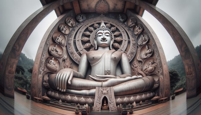 Buddha Statue: Serene Wide Angle View