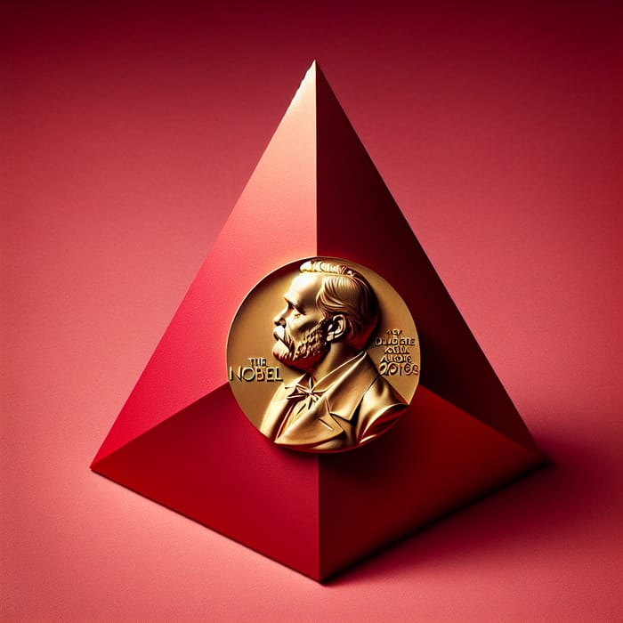 Nobel Prize Medal in Rich Red Triangle