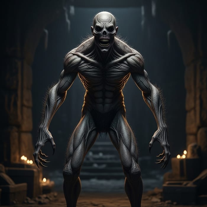 Cursed Humanoid Monster with Sharp Teeth